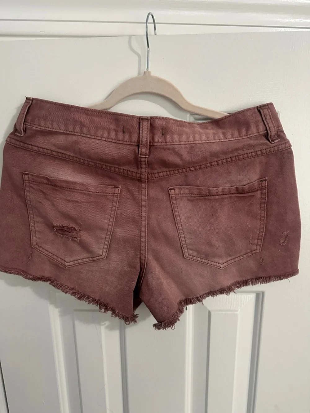 Free People Washed Rose Button-Front Denim Cutoff Shorts - Picture 2 of 3
